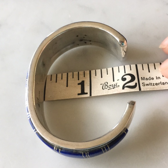 Vintage Navajo Native American Inlay Lapis Yazzie Bracelet - Picture 12 of 13